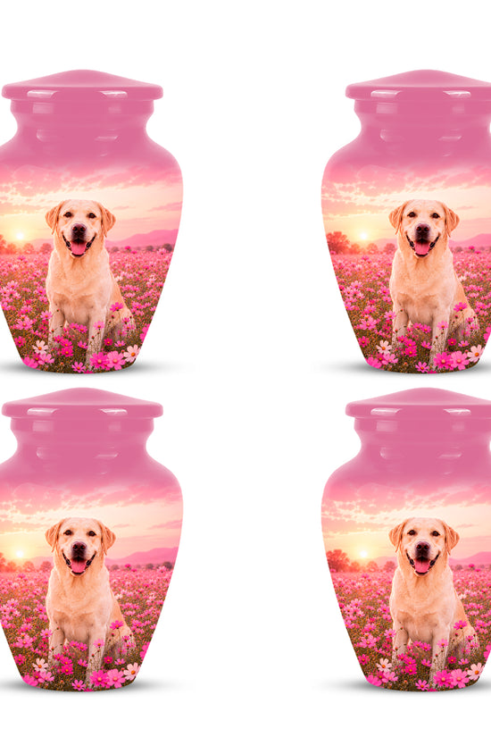 Personalized Golden Retriever Memorial Urn – Custom Pink Photo Keepsake