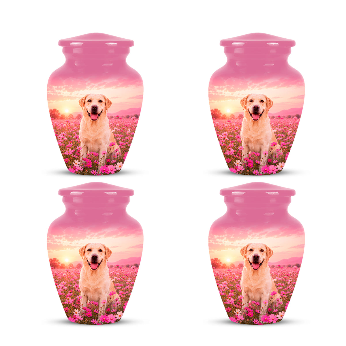 Personalized Golden Retriever Memorial Urn – Custom Pink Photo Keepsake