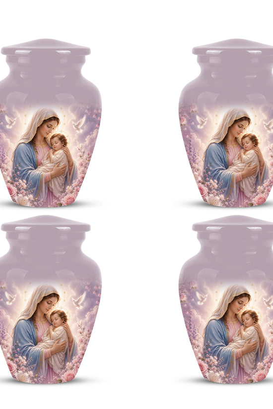 Heavenly Angel Mom With Child Urn - Purple Aluminum Urn For Women Ashes