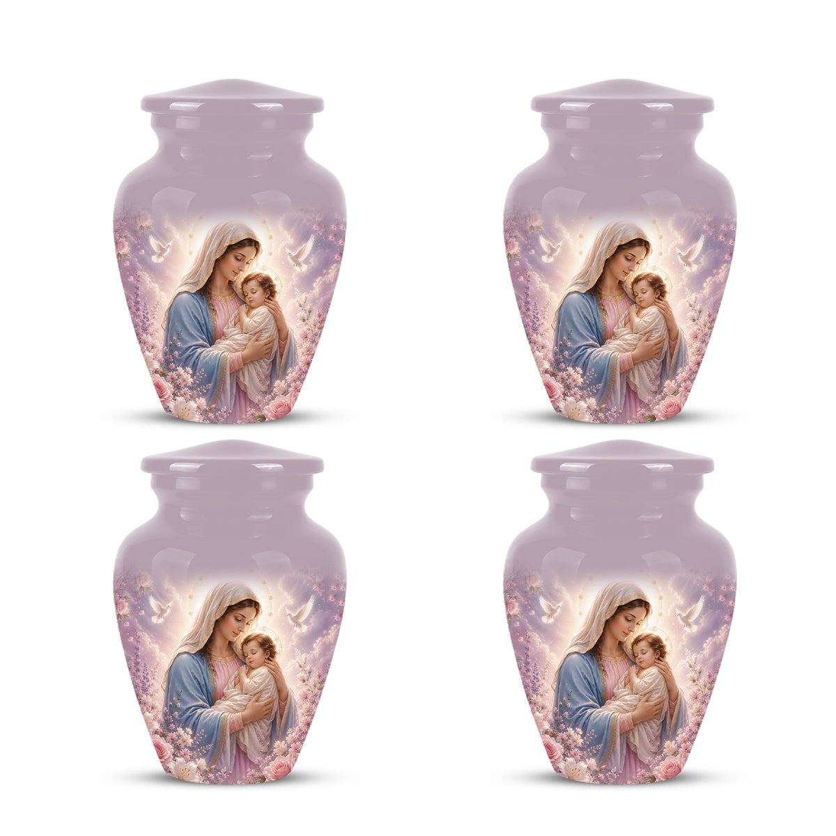 Heavenly Angel Mom With Child Urn - Purple Aluminum Urn For Women Ashes