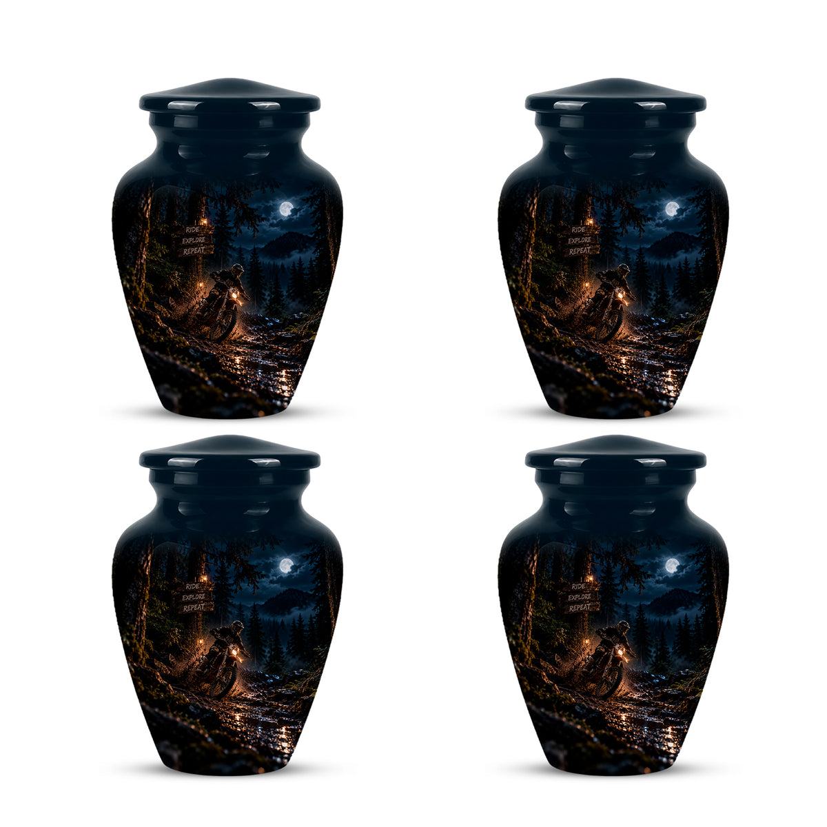 Personalized Dirt Biker Cremation Urn - Moonlight Mud Motorbike Memorial Urns
