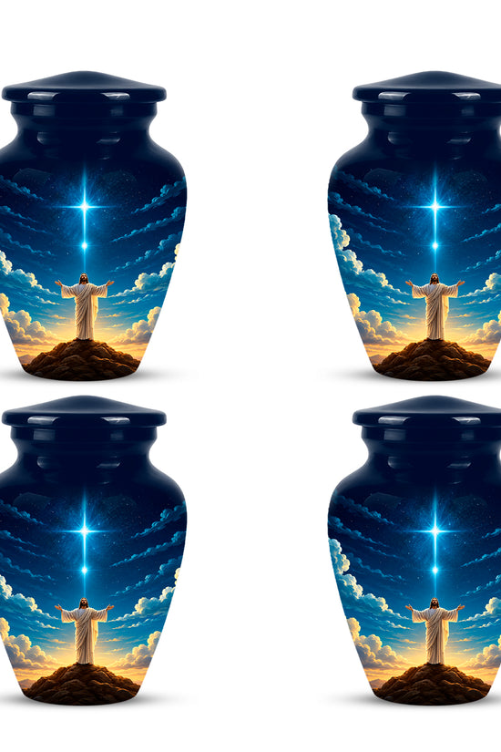 Personalized Jesus Night Light Urn - Spiritual Aluminum Memorial Keepsake