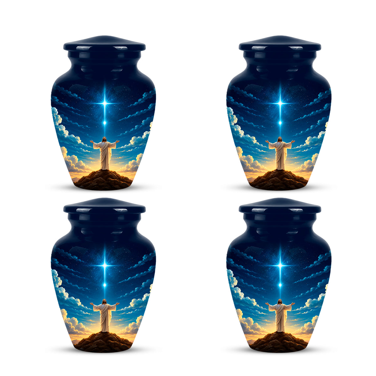 Personalized Jesus Night Light Urn - Spiritual Aluminum Memorial Keepsake