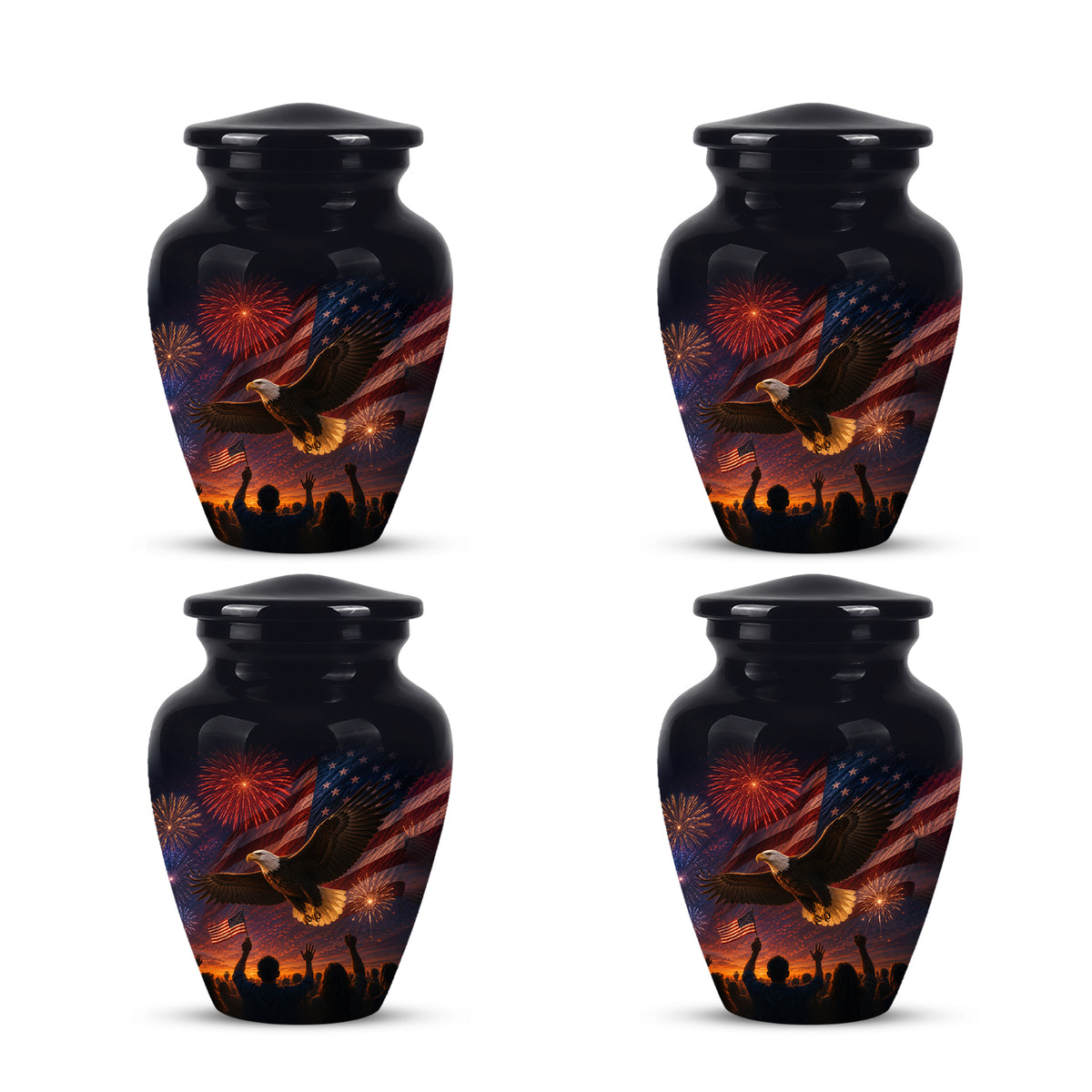 American Flag With Eagle Cremation Urn - Custom Patriotic Urns For Ashes