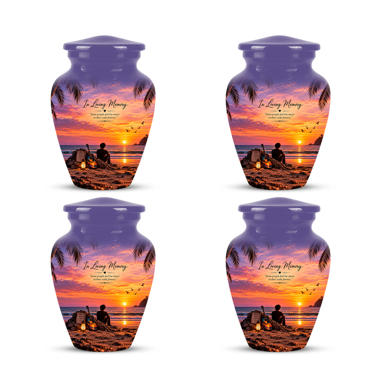 Guitar Sunset Memorial Urn - Custom Quotes & Ocean-Beach Urns For Ashes