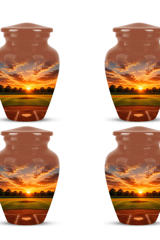 Beautiful Sunset Baseball Ground Scenic Urn - Custom Aluminum Urn For Athletes