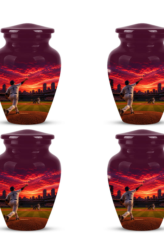 Personalized Sunset Stadium Baseball Cremation Urn For Pitcher's Ashes