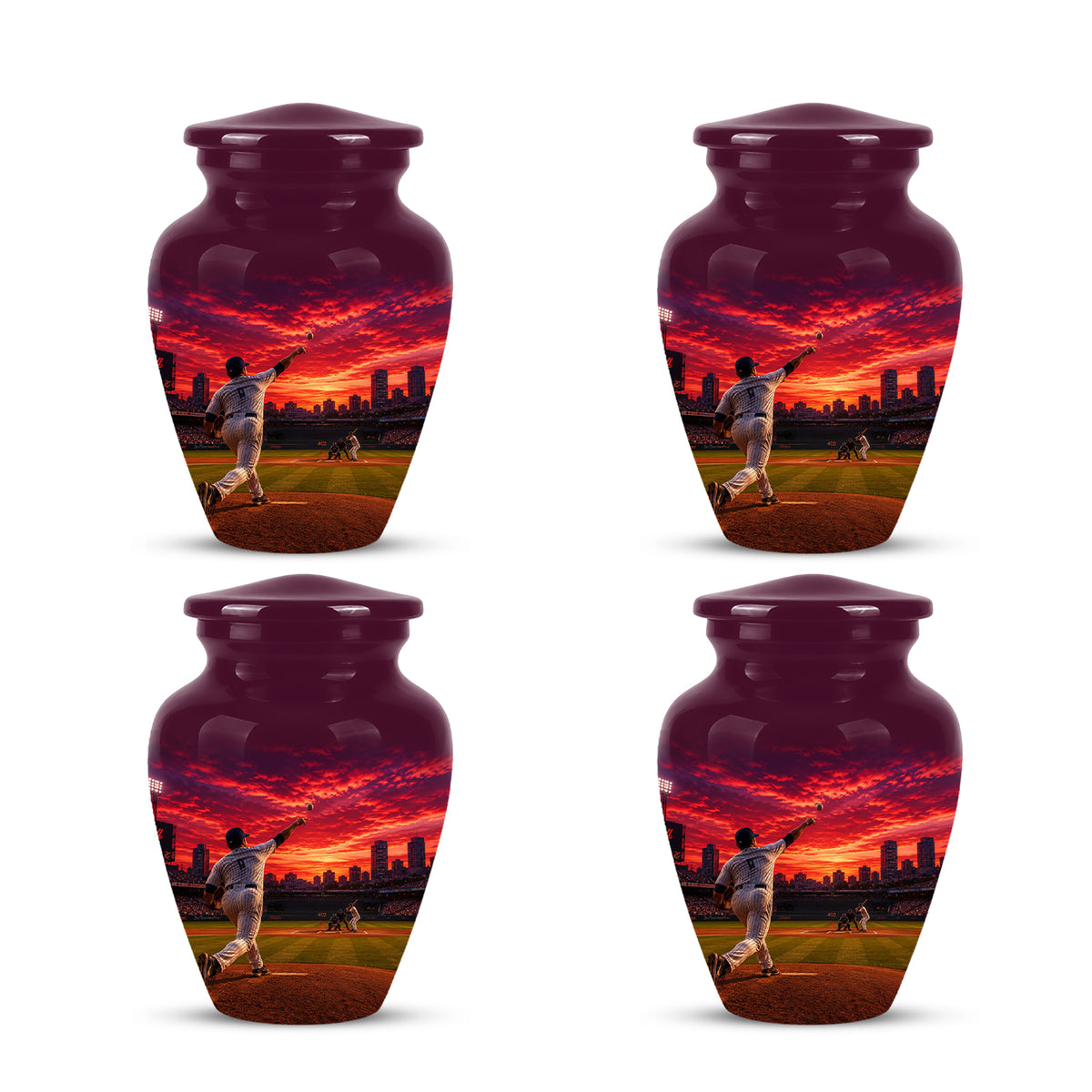 Personalized Sunset Stadium Baseball Cremation Urn For Pitcher's Ashes