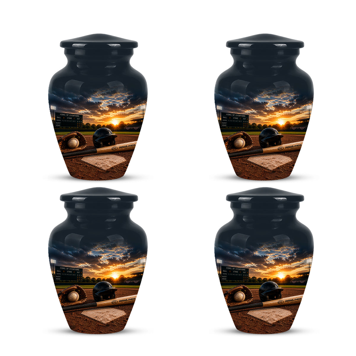 Personalized Baseball Bat & Accessories Urn - Sunset Funeral Urns For Ashes