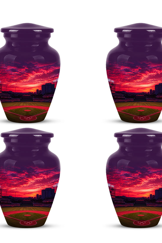 Sunset Baseball Ground Funeral Urn - Custom Burial Urns For Athletes Ashes