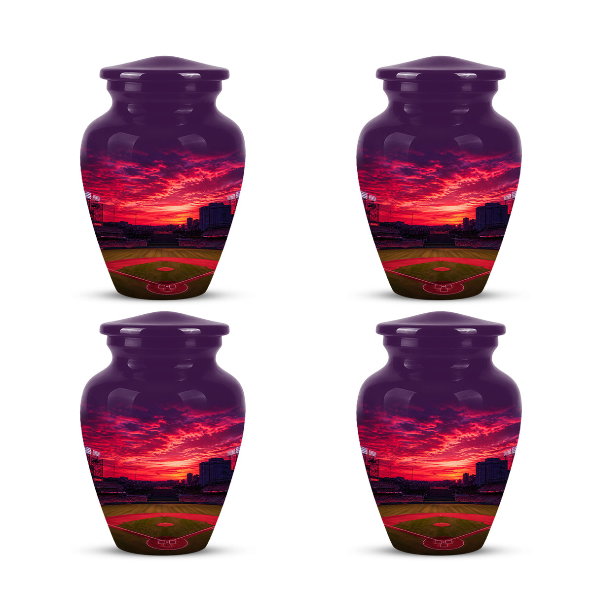 Sunset Baseball Ground Funeral Urn - Custom Burial Urns For Athletes Ashes