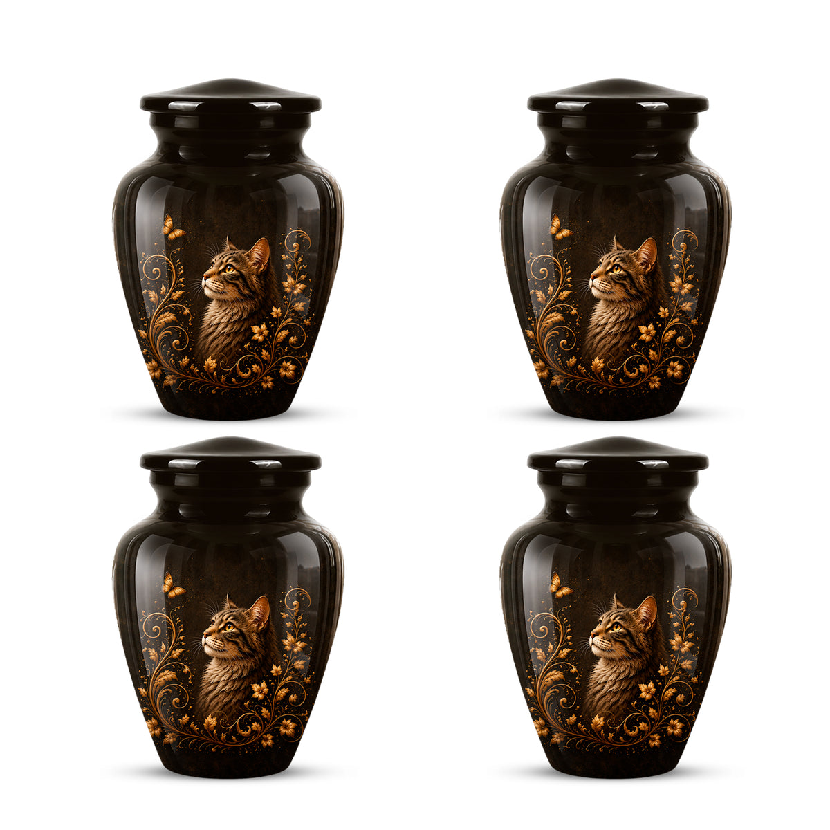 Custom Floral Cat Urn – Elegant Memorial Urn for a Cherished Pet Ashes