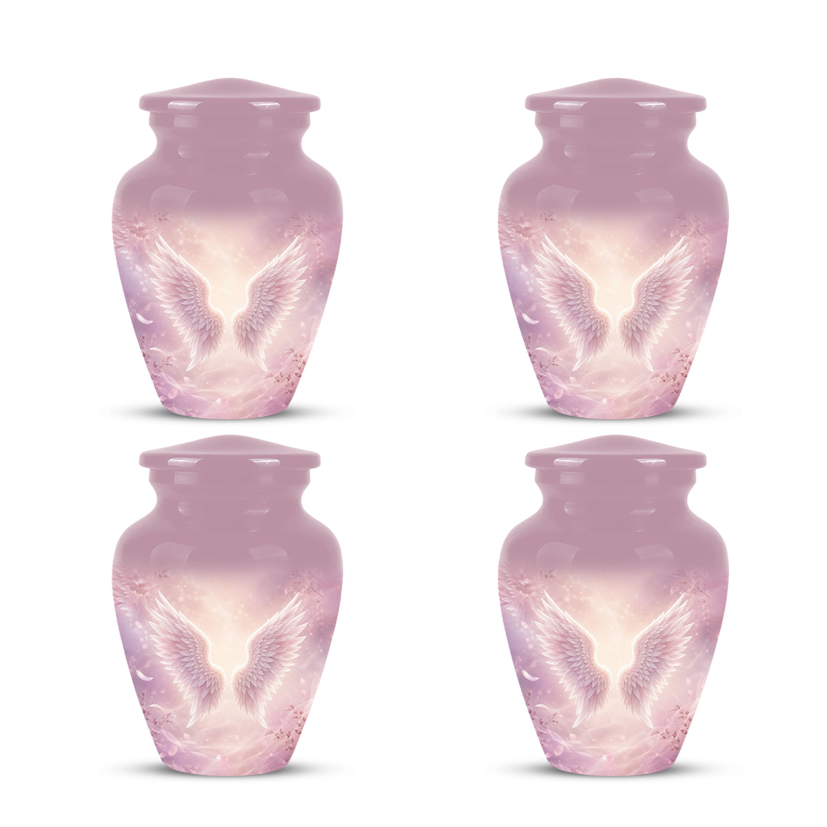 Pink Angle Wings Cremation Urn - Personalized Aluminum Funeral Urns For Mom