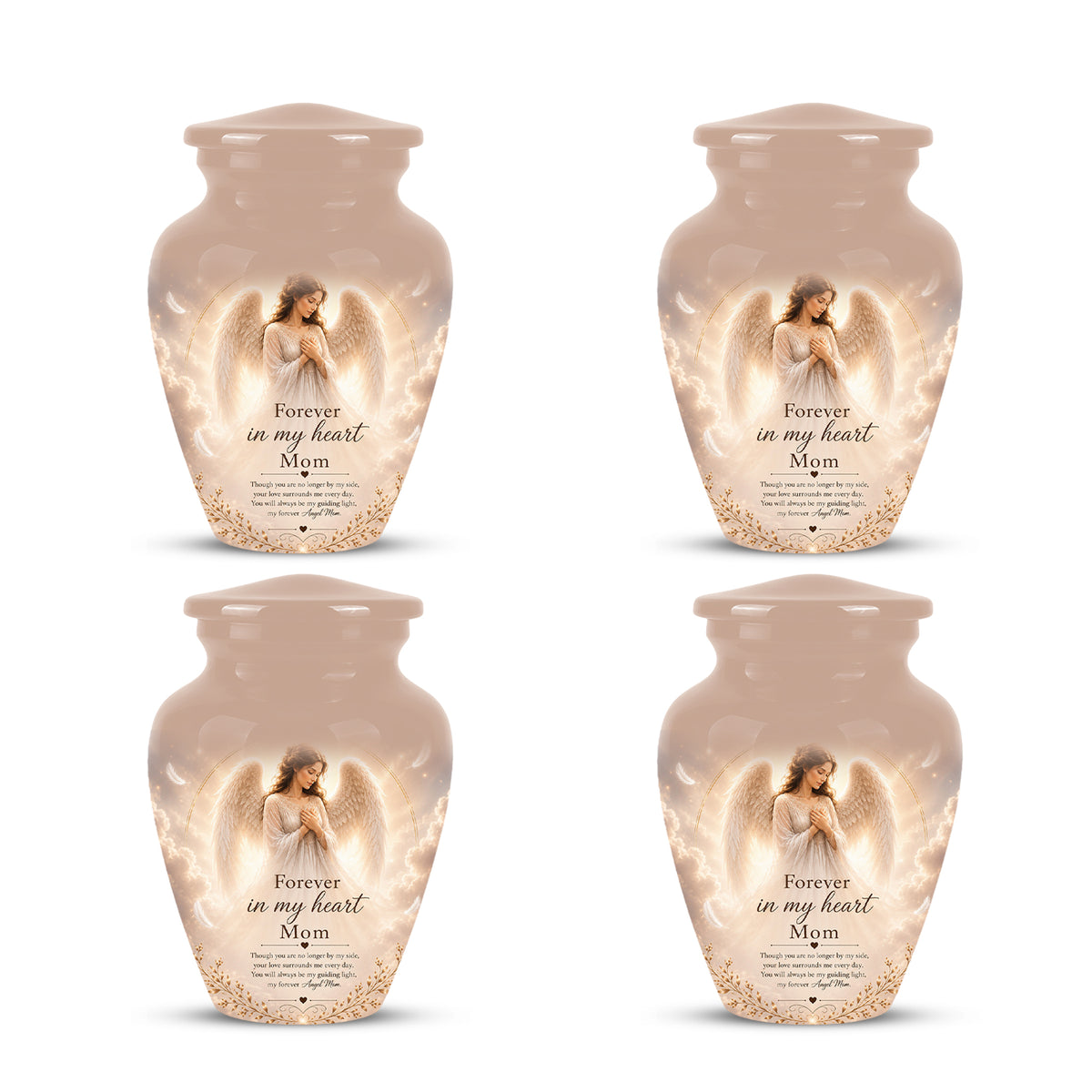 Majestic Angel Mom With Wings Urn - Personalized Quotes Cremation Urn For Ashes