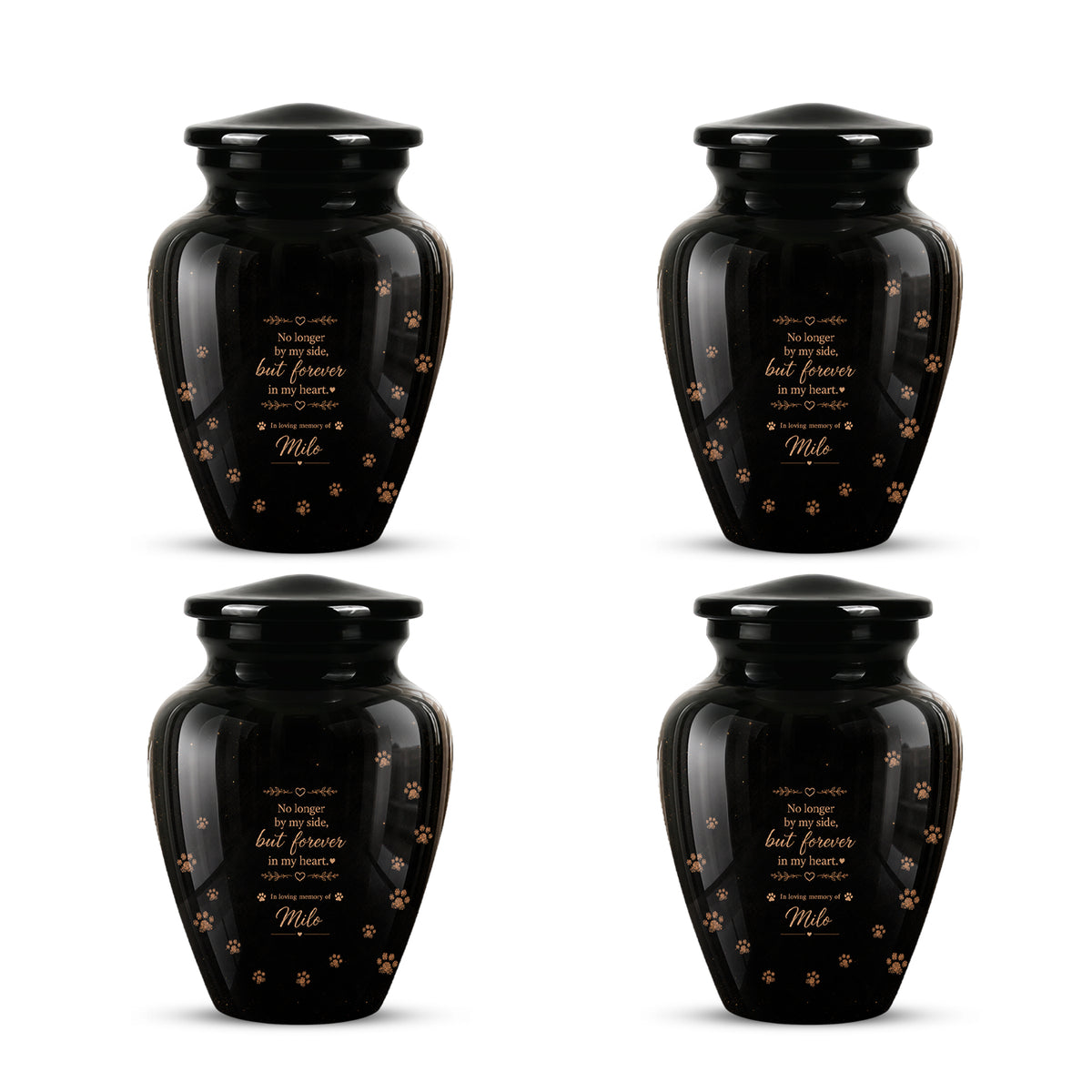 Personalized Black Cat Memorial Urn – Engraved Quote & Paw Prints For Ashes