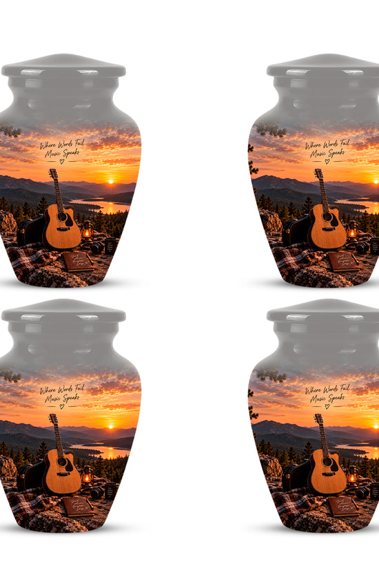 Guitar Quotes Cremation Urn For Ashes - Sunset Landscape Ashes Container