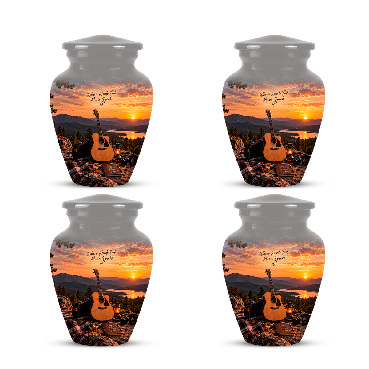 Guitar Quotes Cremation Urn For Ashes - Sunset Landscape Ashes Container