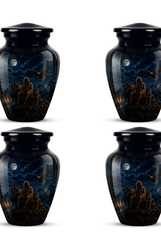 Personalized Native American Urn For Ashes With Tribal Memorial Artwork