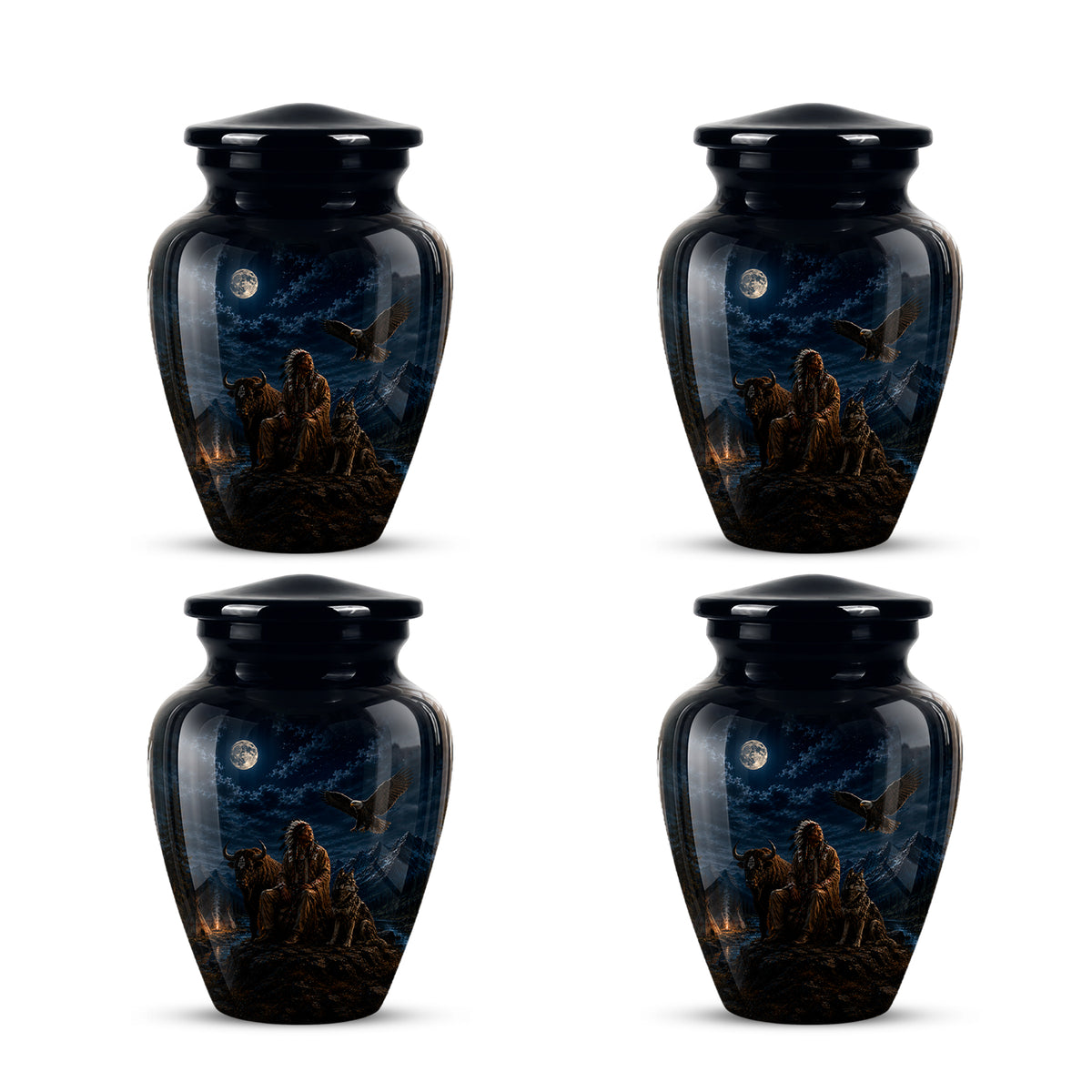 Personalized Native American Urn For Ashes With Tribal Memorial Artwork