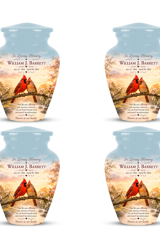 Cardinal Bird Pair Themed Cremation Urn - Bird Memorial Urn For Lovers