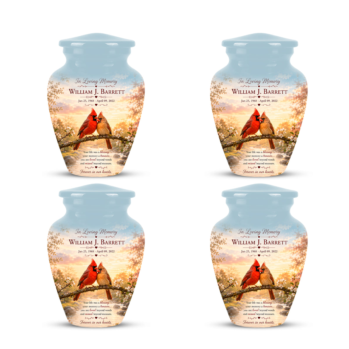 Cardinal Bird Pair Themed Cremation Urn - Bird Memorial Urn For Lovers