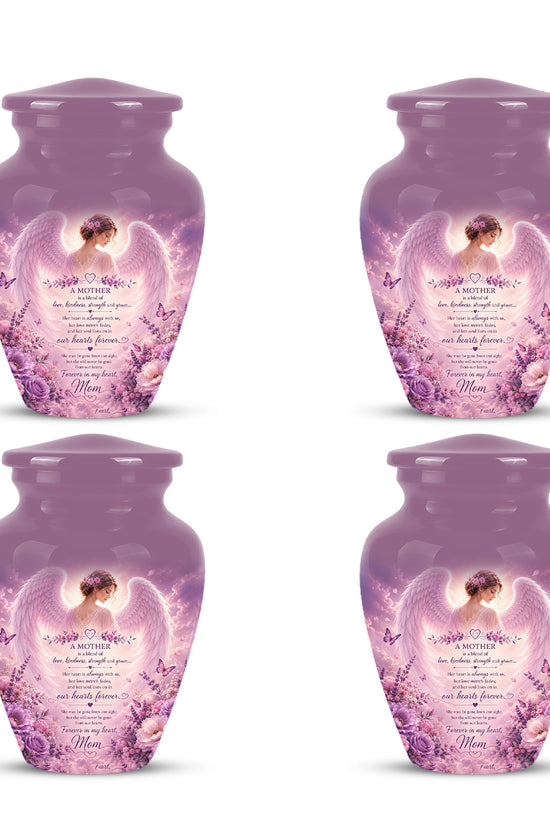 Pink Angel Mom Wings Cremation Urn - Custom Quotes Funeral Urns For Mom