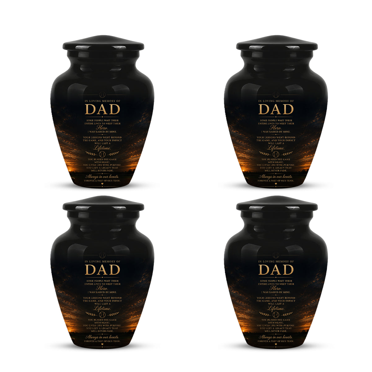 Personalized Black Urns For Dad - Quotes Aluminum Memorial Urns For Father