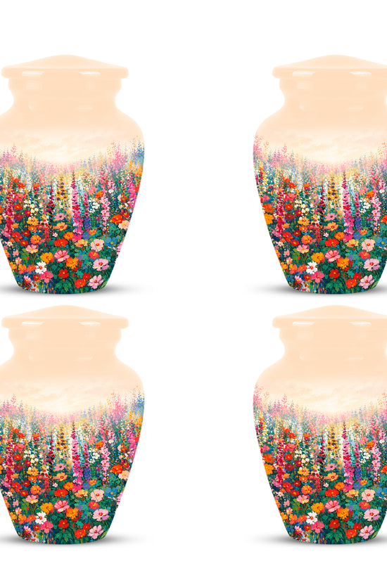 Beautiful Flowers Cremation Urn For Ashes - Aluminum Floral Garden Keepsake