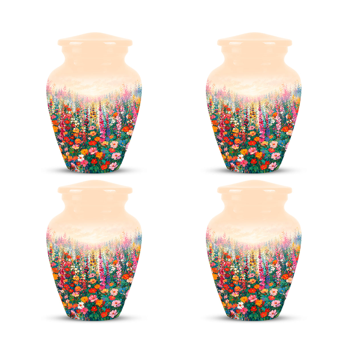 Beautiful Flowers Cremation Urn For Ashes - Aluminum Floral Garden Keepsake
