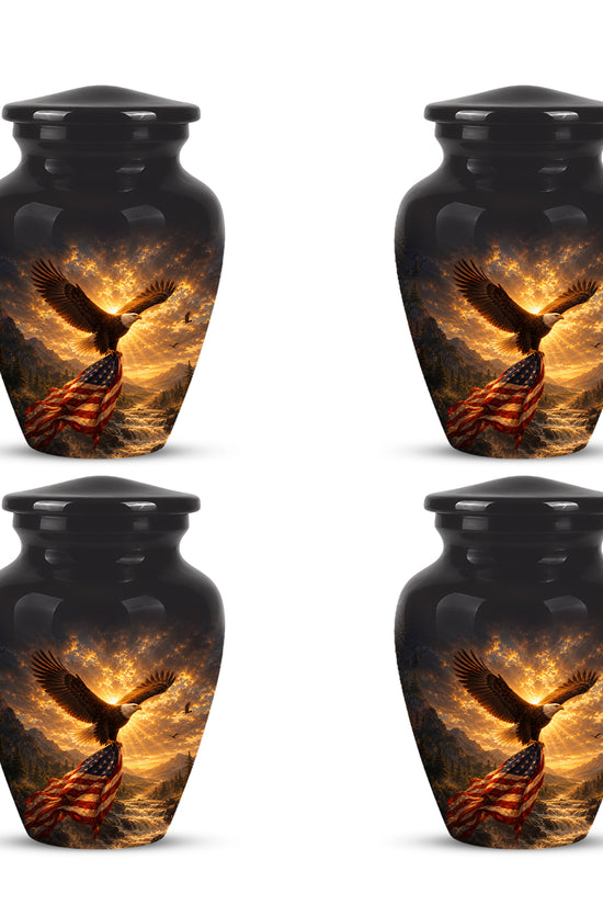 Honor & Freedom Eagle Cremation Urn - Aluminum Tribute Memorial Urns For Ashes