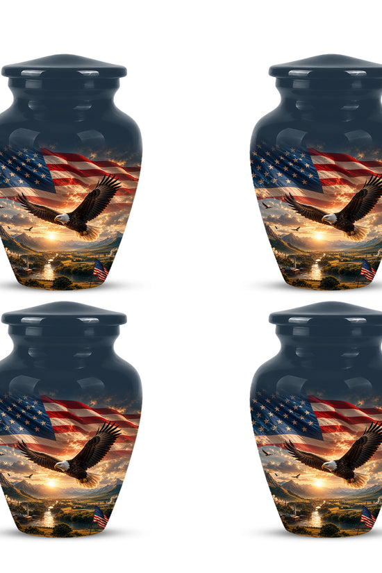 Personalized Flying Eagle Memorial Urn - Patriotic Aluminum Urns For Veterans
