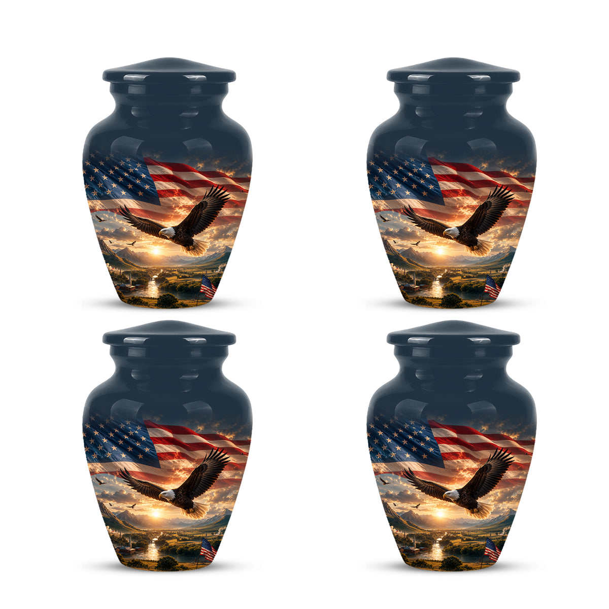 Personalized Flying Eagle Memorial Urn - Patriotic Aluminum Urns For Veterans