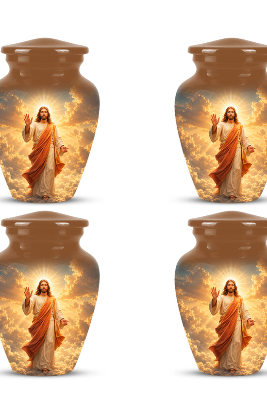 Jesus in Heavenly Clouds Memorial Urn – Personalized Religious Ashes Urn