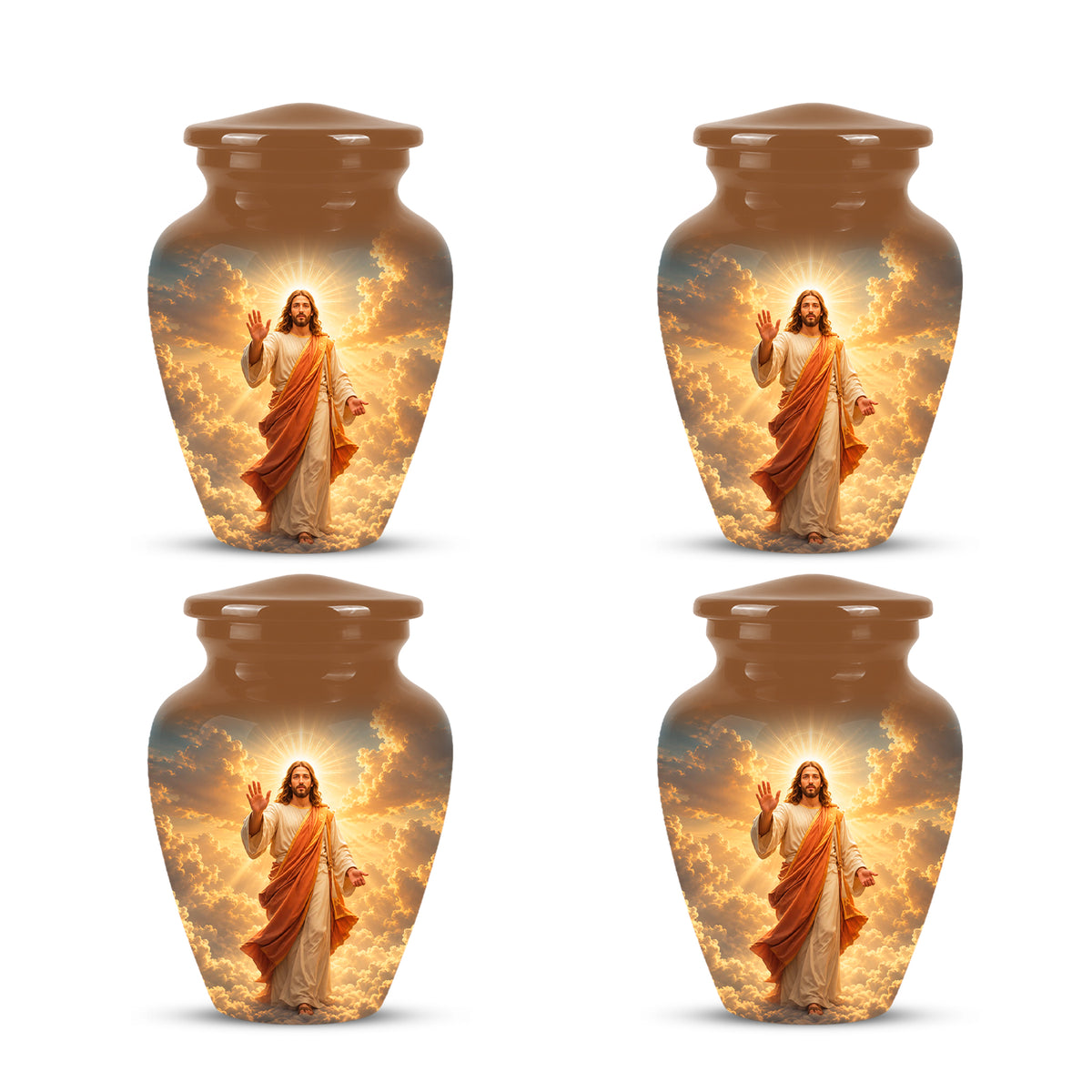 Jesus in Heavenly Clouds Memorial Urn – Personalized Religious Ashes Urn