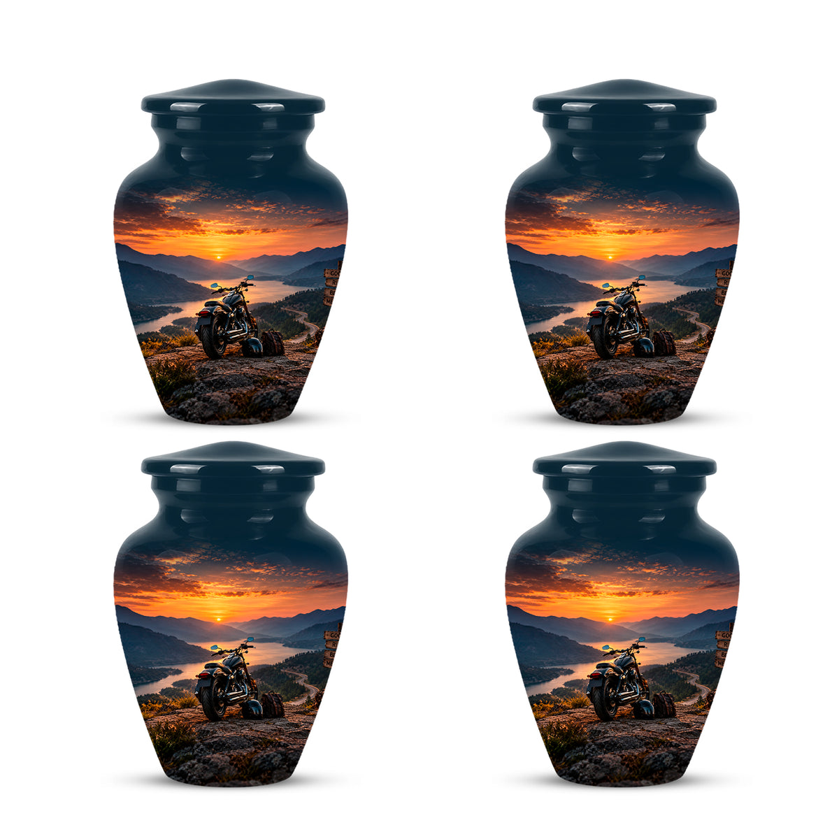 Custom Roadster Biker Cremation Urns - Sunset Mountain Urns For Motorcycle Enthusiasts