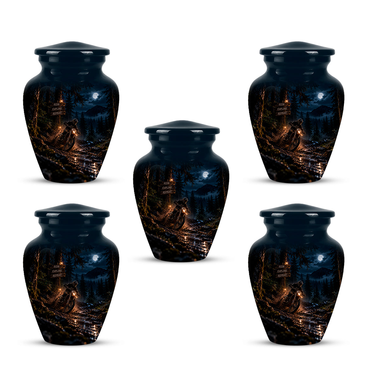 Personalized Dirt Biker Cremation Urn - Moonlight Mud Motorbike Memorial Urns
