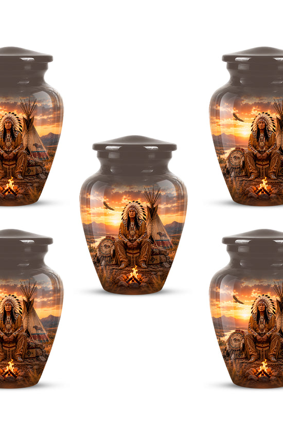 Personalized Native American Sunset Aluminum Cremation Urn For Human Ashes