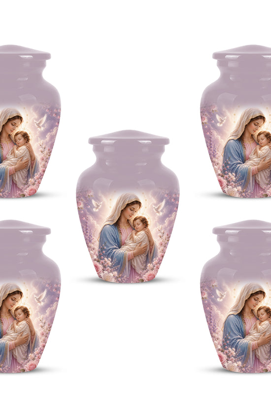 Heavenly Angel Mom With Child Urn - Purple Aluminum Urn For Women Ashes
