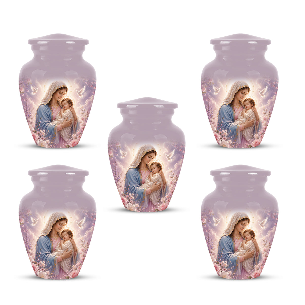 Heavenly Angel Mom With Child Urn - Purple Aluminum Urn For Women Ashes