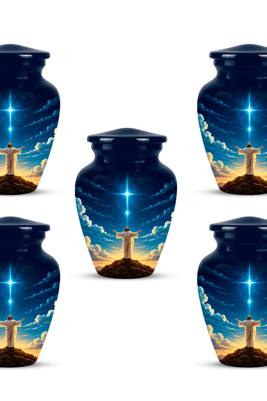Personalized Jesus Night Light Urn - Spiritual Aluminum Memorial Keepsake