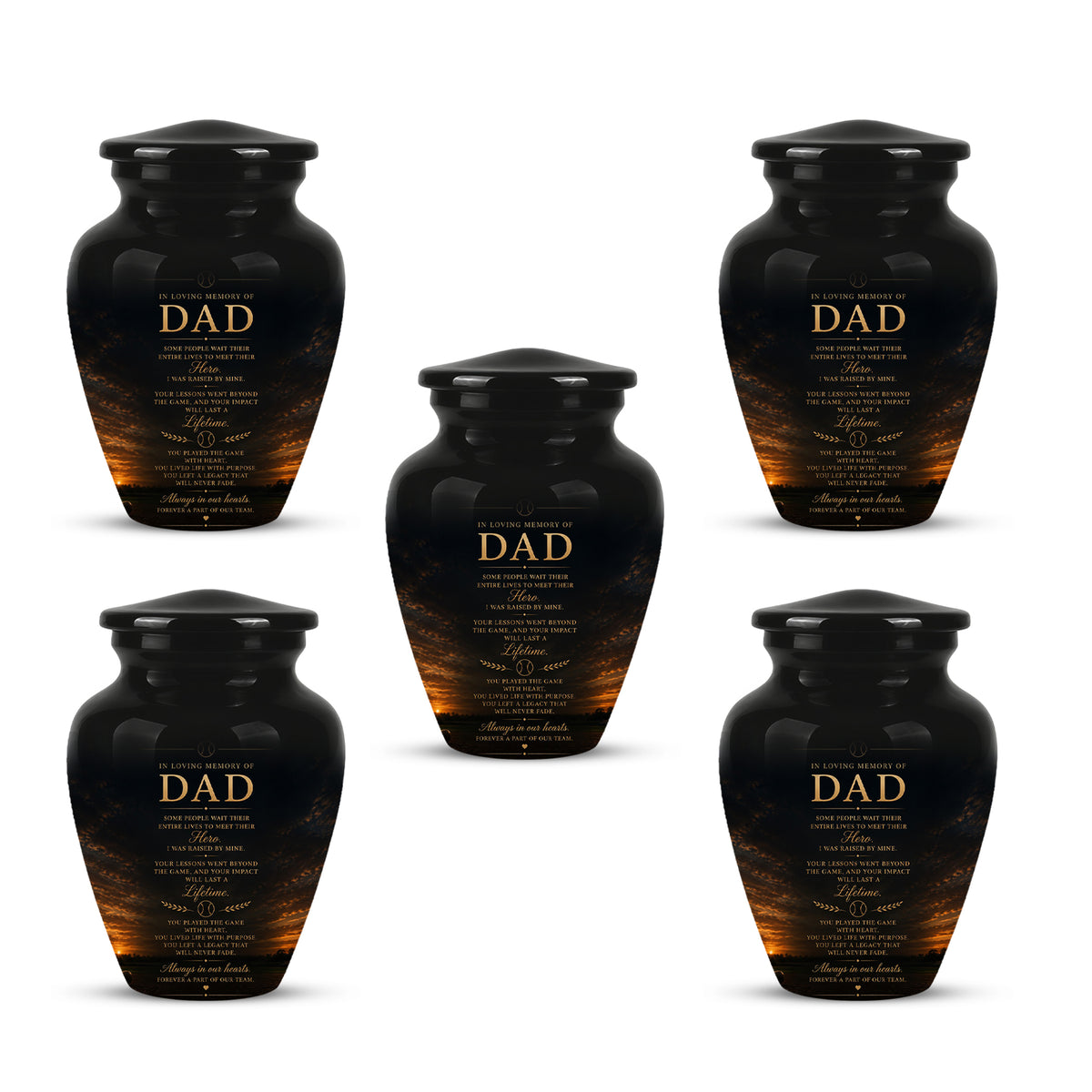 Personalized Black Urns For Dad - Quotes Aluminum Memorial Urns For Father