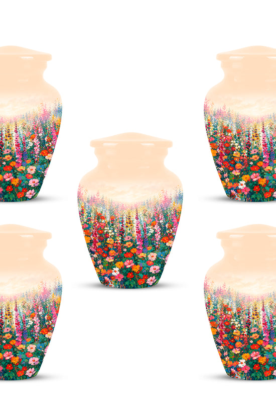 Beautiful Flowers Cremation Urn For Ashes - Aluminum Floral Garden Keepsake