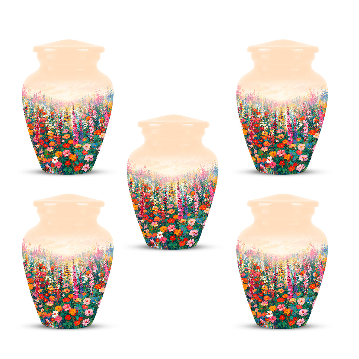 Beautiful Flowers Cremation Urn For Ashes - Aluminum Floral Garden Keepsake