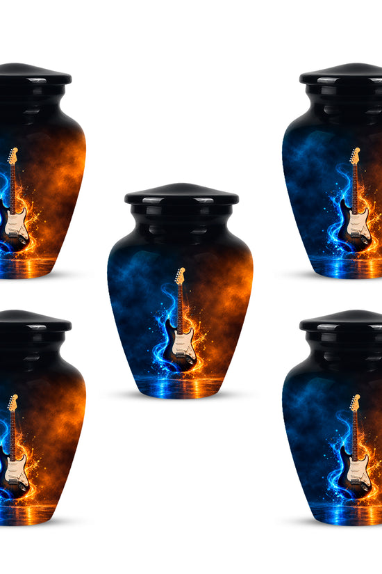Surreal Guitar in a Glass Jar – Artistic Music-Inspired Artwork Urns For Ashes