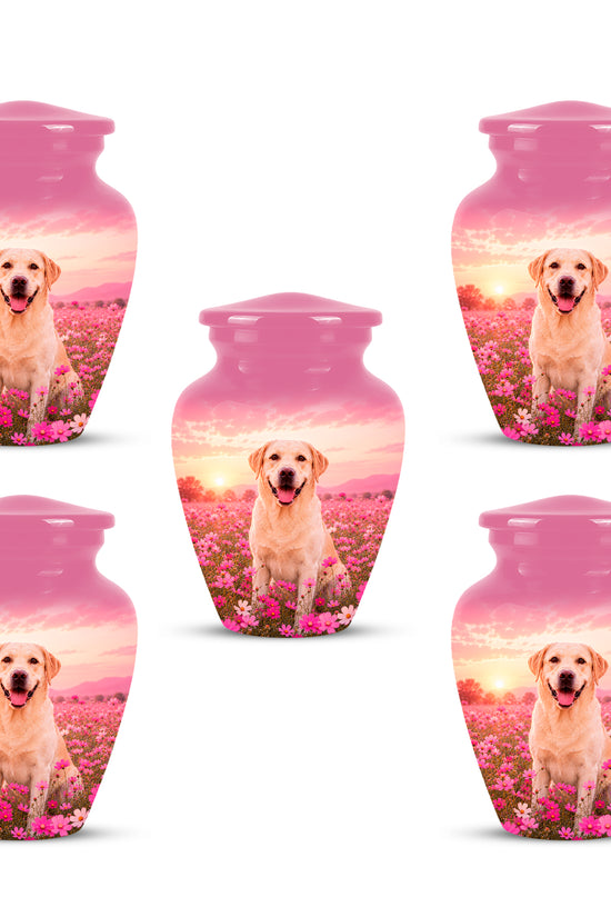 Personalized Golden Retriever Memorial Urn – Custom Pink Photo Keepsake