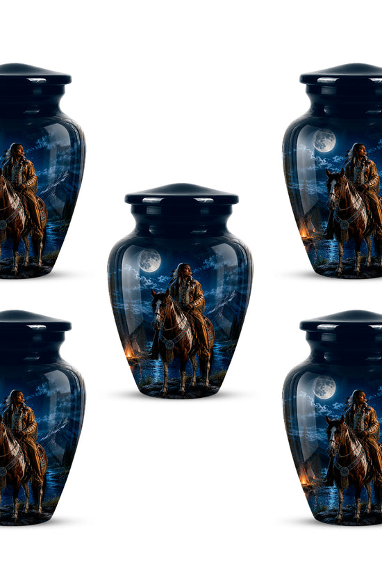 Native American Horse Urn for Adult Ashes – 10" Blue Forest Urns For Ashes