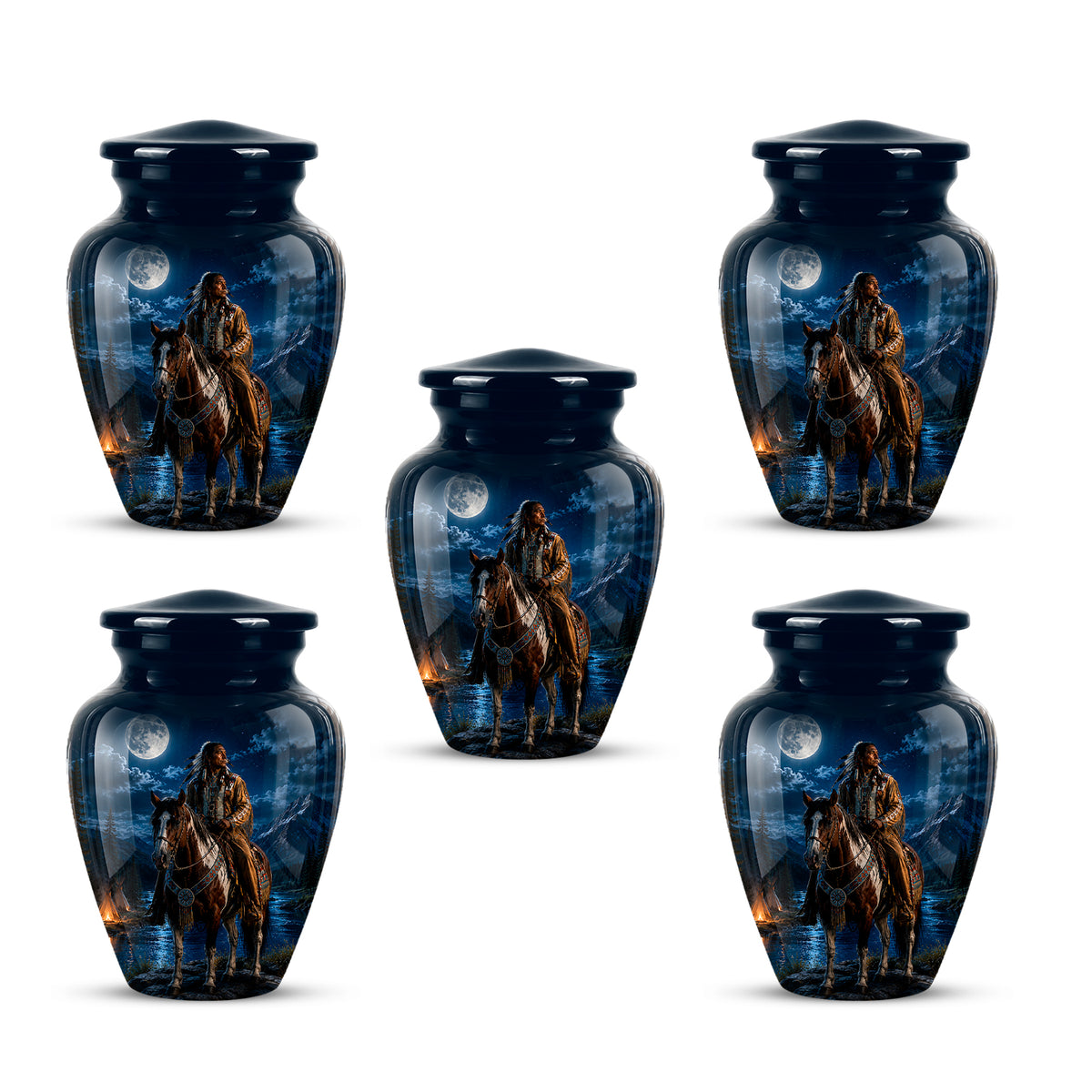 Native American Horse Urn for Adult Ashes – 10" Blue Forest Urns For Ashes