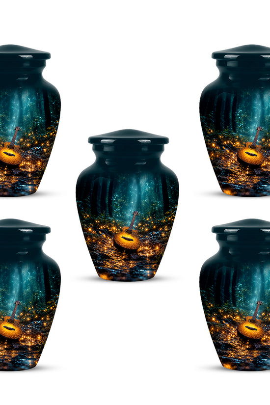 Lustrous Guitar Cremation Urn - Aluminum Memorial Urns For Music Lovers Ashes