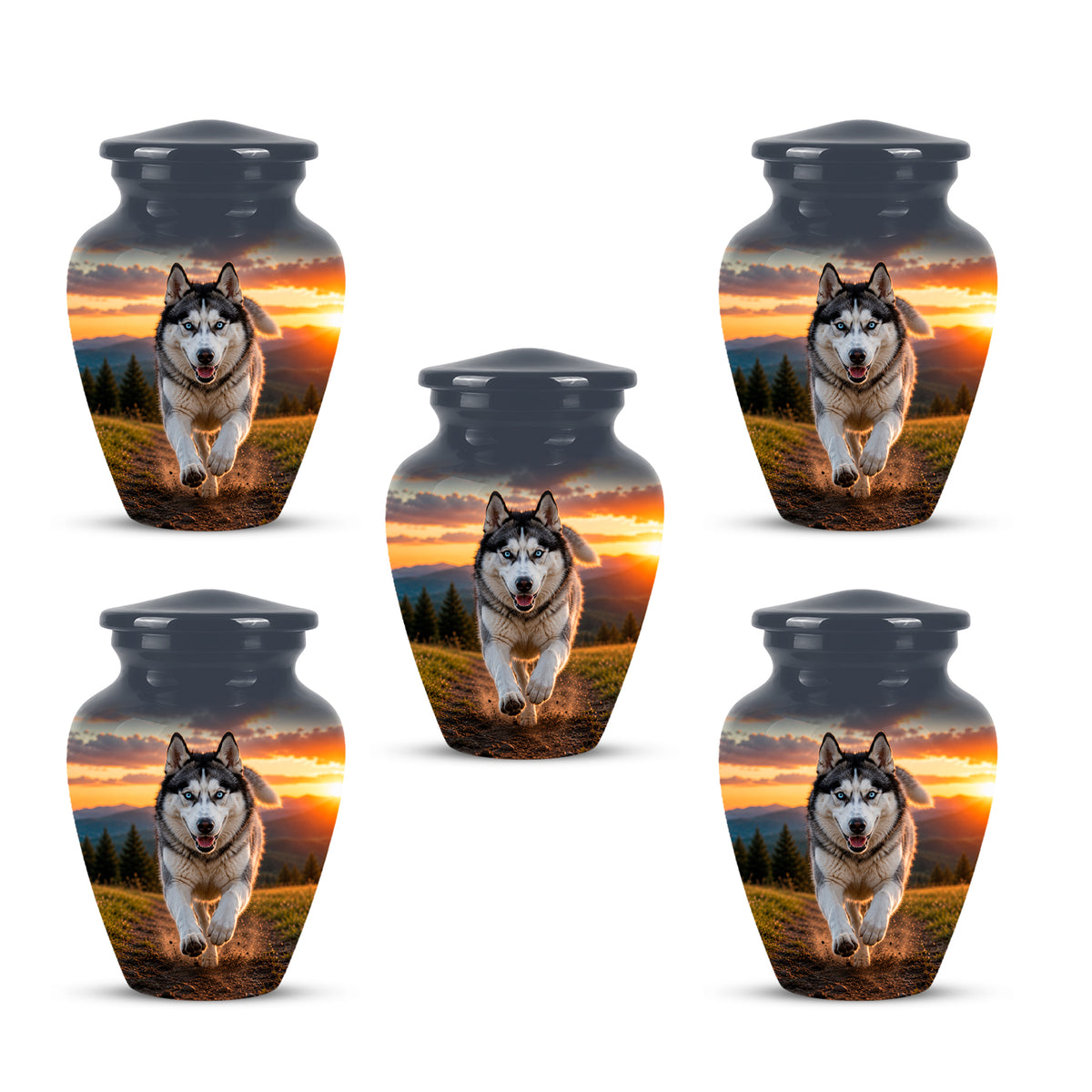 Siberian Husky Dog Memorial Urn – Custom Aluminum Pet Cremation Urn