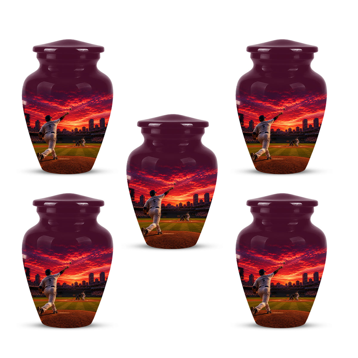Personalized Sunset Stadium Baseball Cremation Urn For Pitcher's Ashes